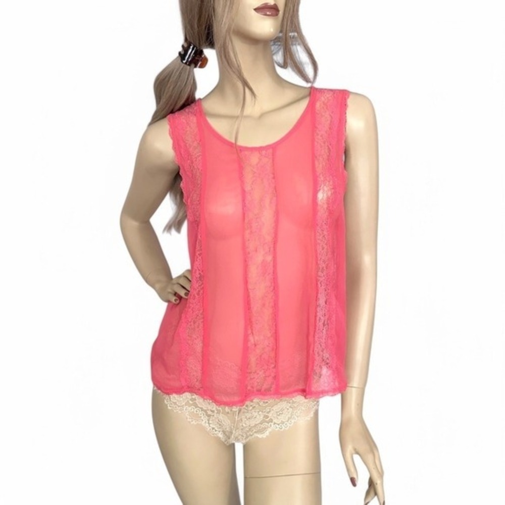 Victorias Secret Sheer Pink‎ Cami Top Nightie Small Back Tie Sleeveless Babydoll